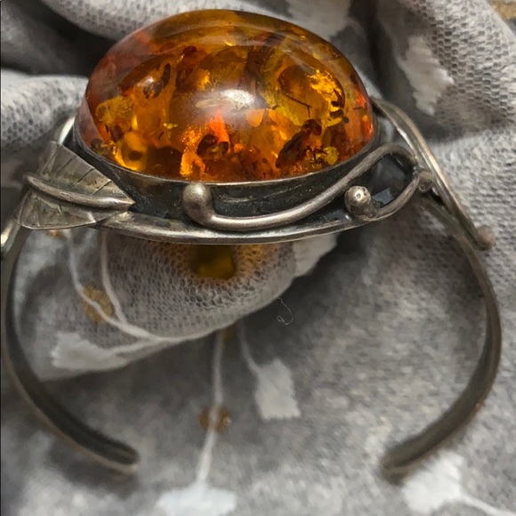Jewelry - ‼️SOLD‼️Handmade Baltic Amber Silver Bangle